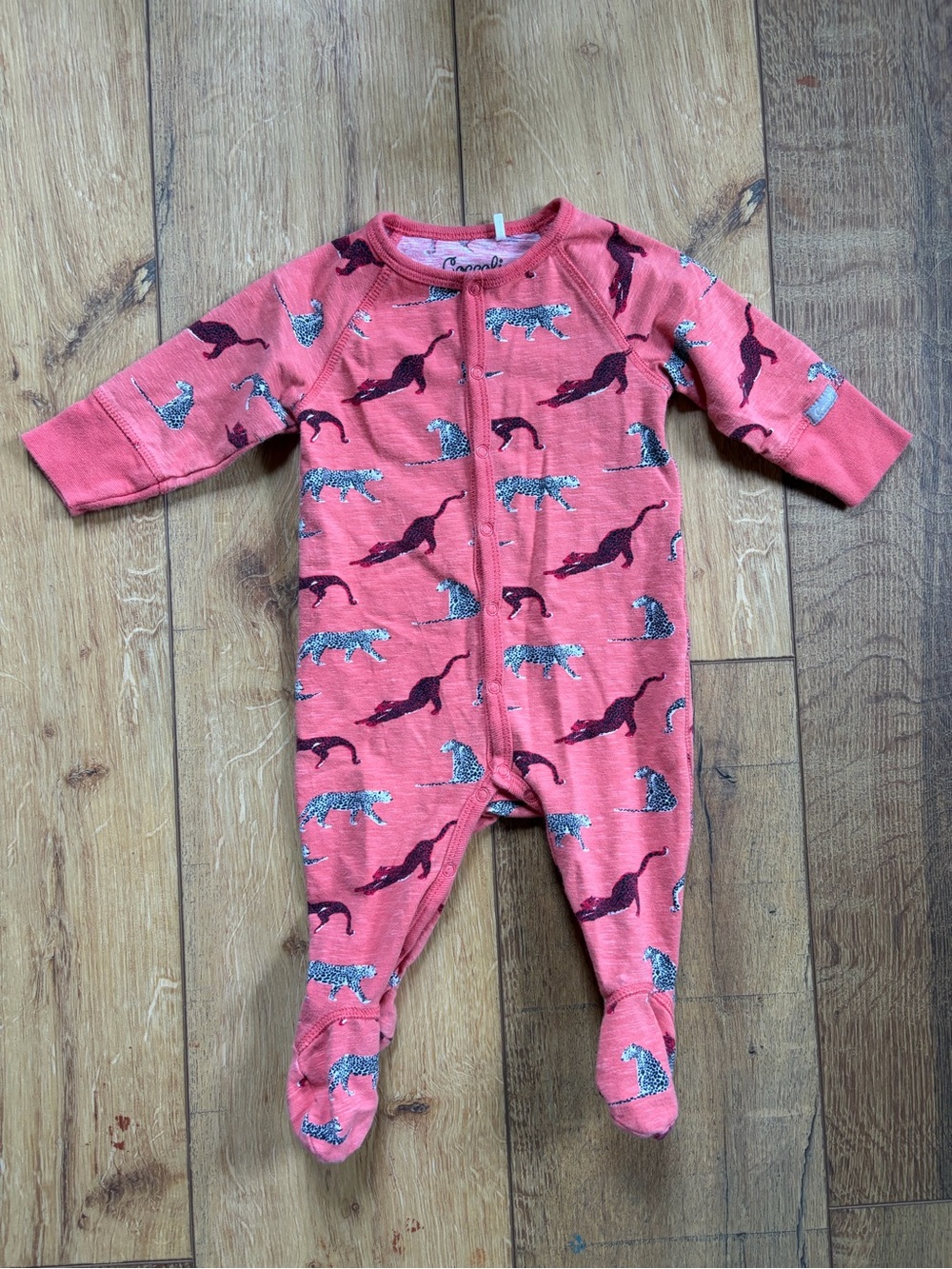 Coccoli Coral Footed One-Piece with Animal Print